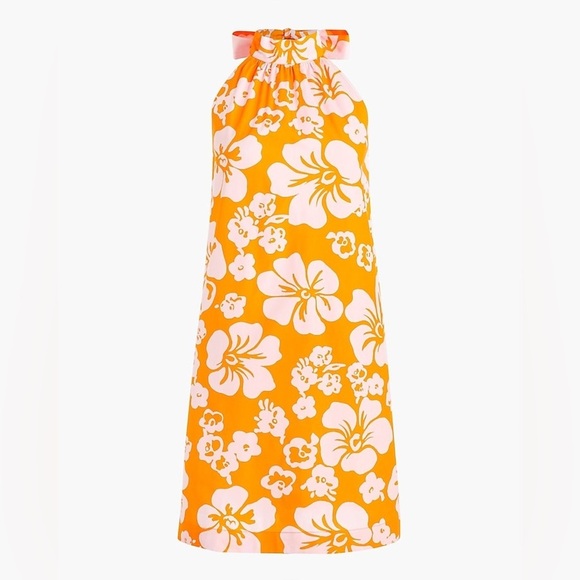J.CREW Tie- neck cotton mini shift dress - Picture 1 of 11